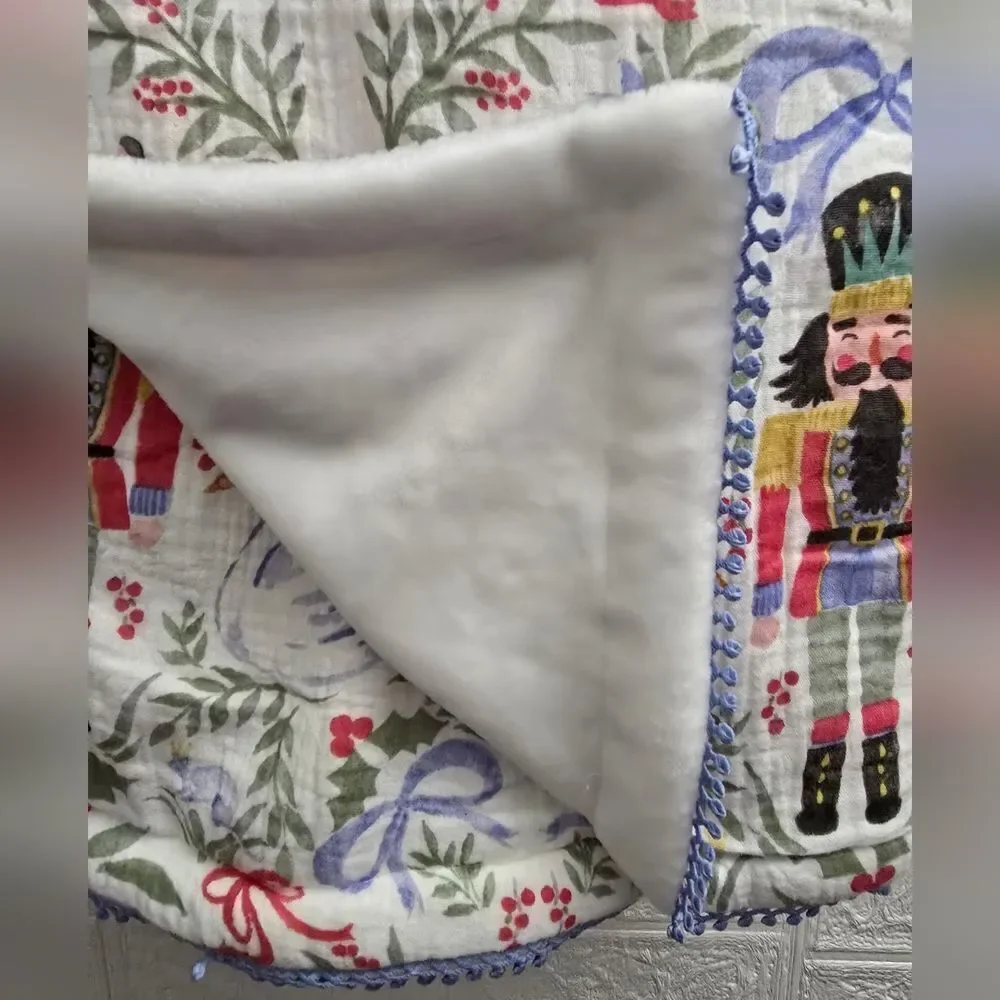 NUTCRACKER BALLET Christmas Dreamy Cotton Gauze Reverse Throw Blanket NWT 50